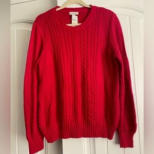 Studio Works Sweater Womens Red Pullover Crew Neck Long Sleeve Cable Knit XL